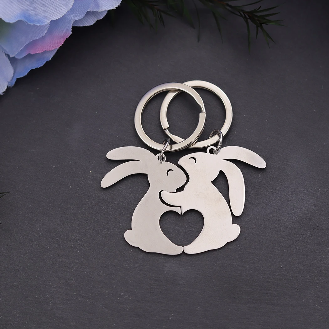 Llavero Personalizado De Acero Inoxidable Con Colgante De Conejo | Regalo De Cumpleaños Para Mujer, Amuleto De La Suerte