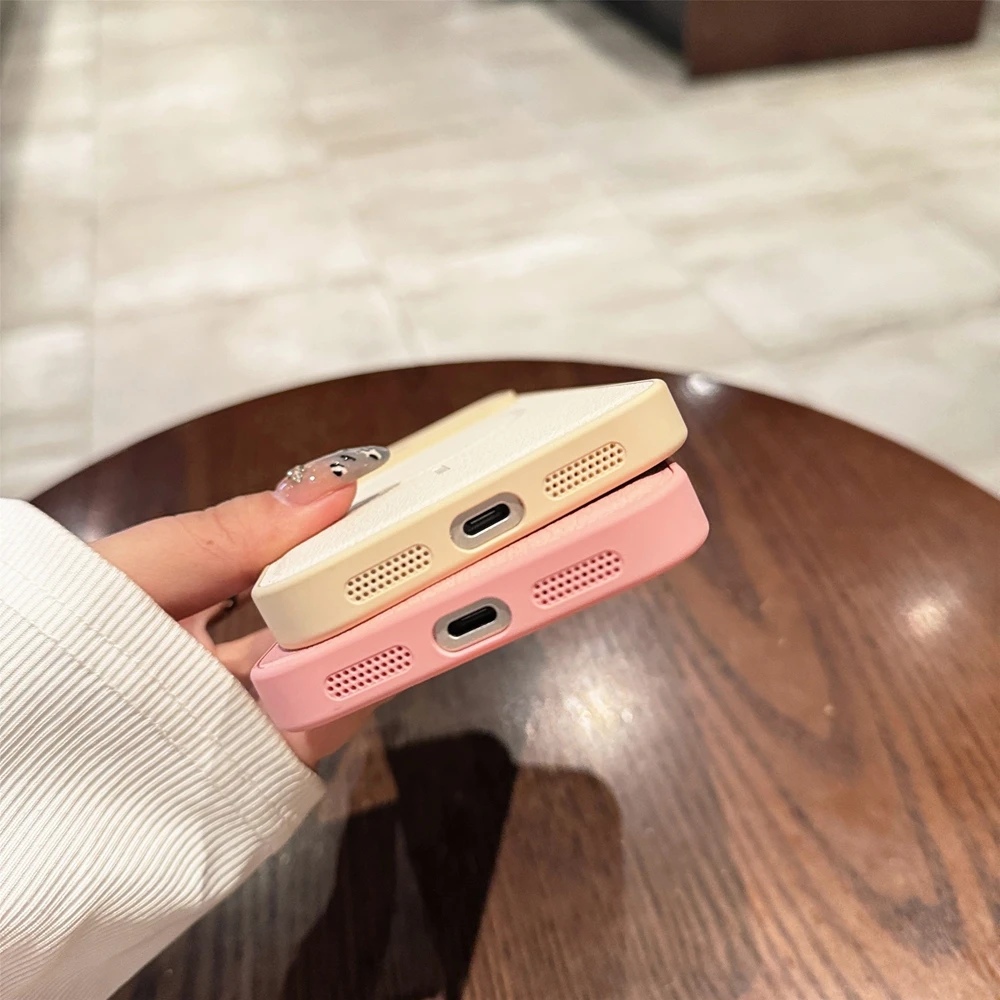 Elegant Leather Magnetic Case with All-Inclusive Lens Cover - Matte Solid Color Finish