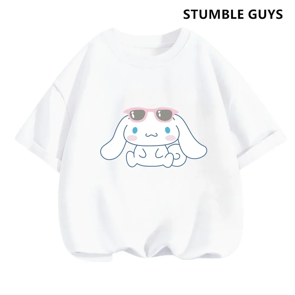 T Shirt Set Cinnamoroll T-shirt Set Sanrio Children's Short-sleeved Summer Y2K Clothes Girly Heart Soft Clothes Kawaii Birthday Gift