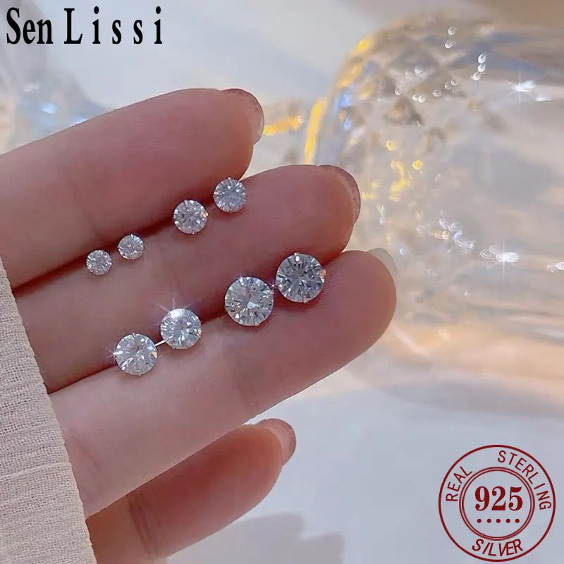 

Senlissi Stud Eearrings wanita Women's Sterling Silver And 5A Zircon Earrings, Small Earrings, 925 Sterling Silver, Cubic Zircon