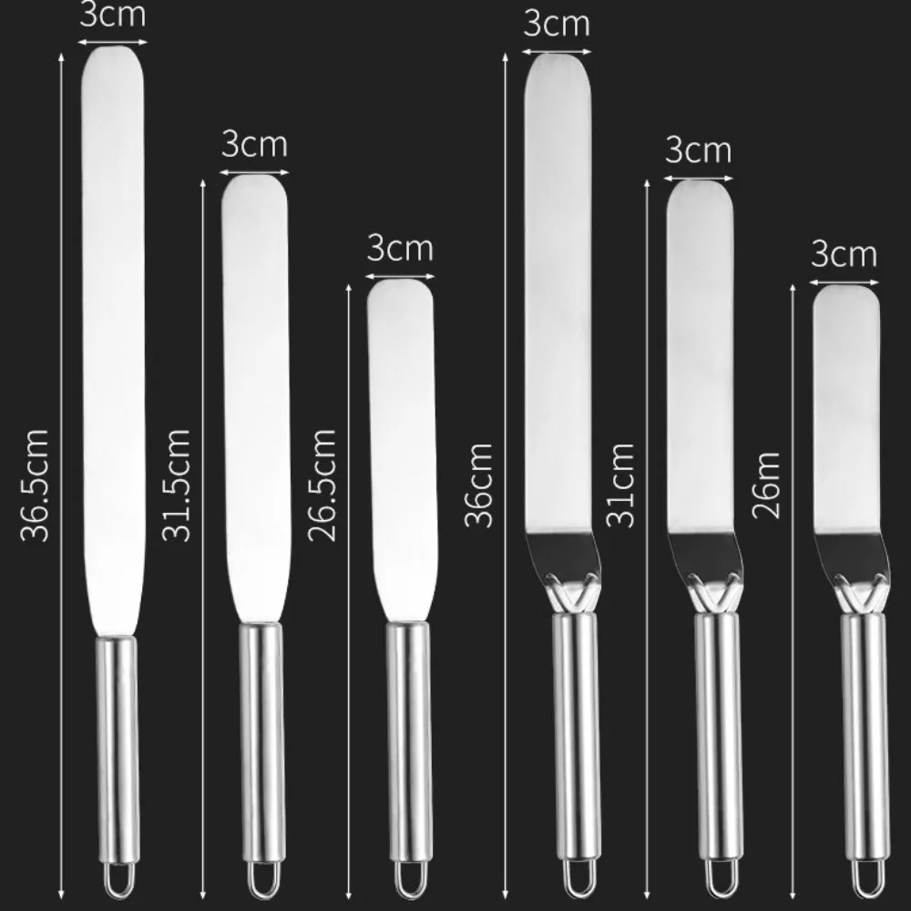 New Stainless Steel Cream Spatula Curved/Straight DIY Cake Spatula 6/8/10 Inch Utensils Accessories Kitchen Pastry Cake Decor