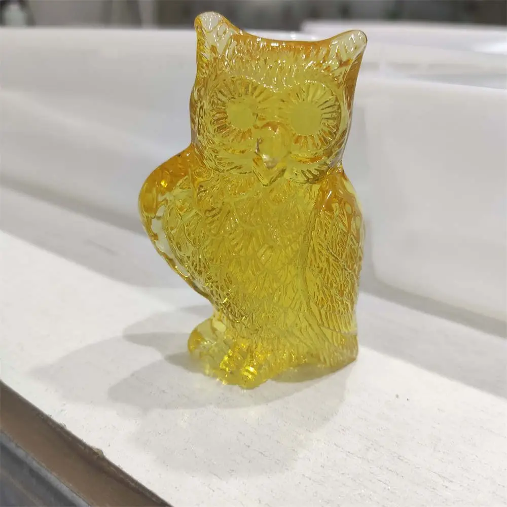

Glass Carving Owl Home Craft Ornament Decorative Accessories for House and Decor Sea Glass