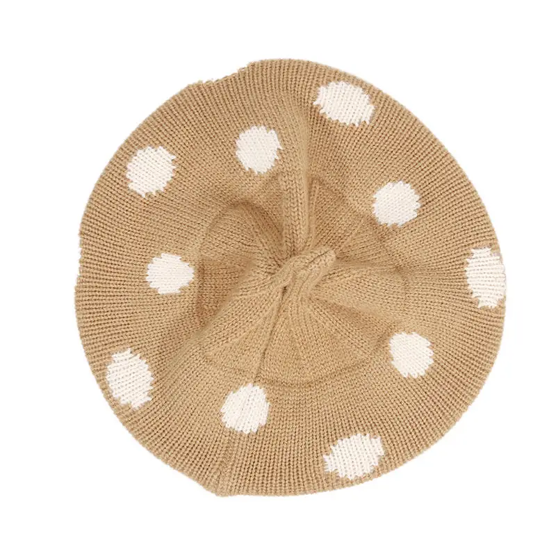 Autumn Winter Baby Beret Dot Boys and Girls Knitted Hat Outdoor Warm Crochet Beanies Cap Outdoor Fashion Kids Hat Head Cover