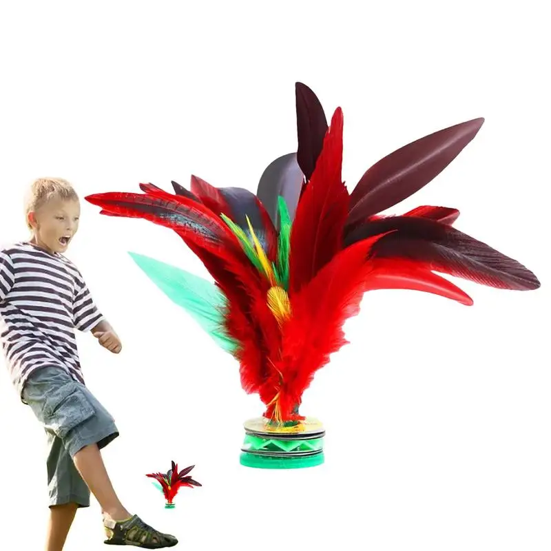 Chinese Jianzi Wear Resistant Chicken Feather Shuttlecock Portable Foot Kick Handwheel Feather Shuttlecock Outdoor Toy Game