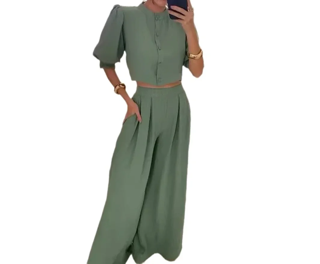 2 Piecee Womens Outfits Mid Sleeved Top and Pants Sets New Fashion Stripe Y2k Trousers Suit for Female Streetwear 2024 Summer