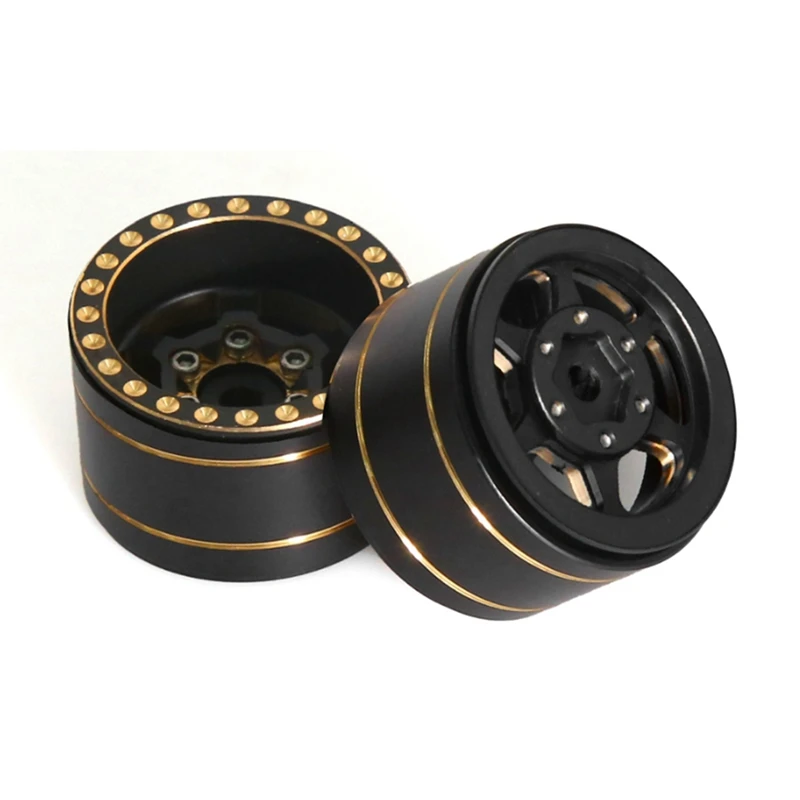 4Pcs 1.0 Plus Brass Beadlock Wheel Rims Wheels For 1/18 TRX4M SCX24 FCX24 RC Car Upgrade Parts-HDL