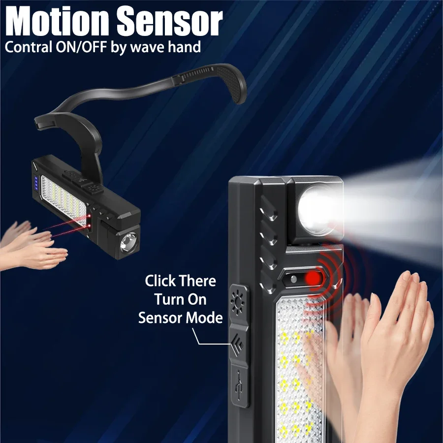 Ear-hanging headlamp 1000 lumens motion sensor LED 5 modes red light for hands free camping running repair 2025