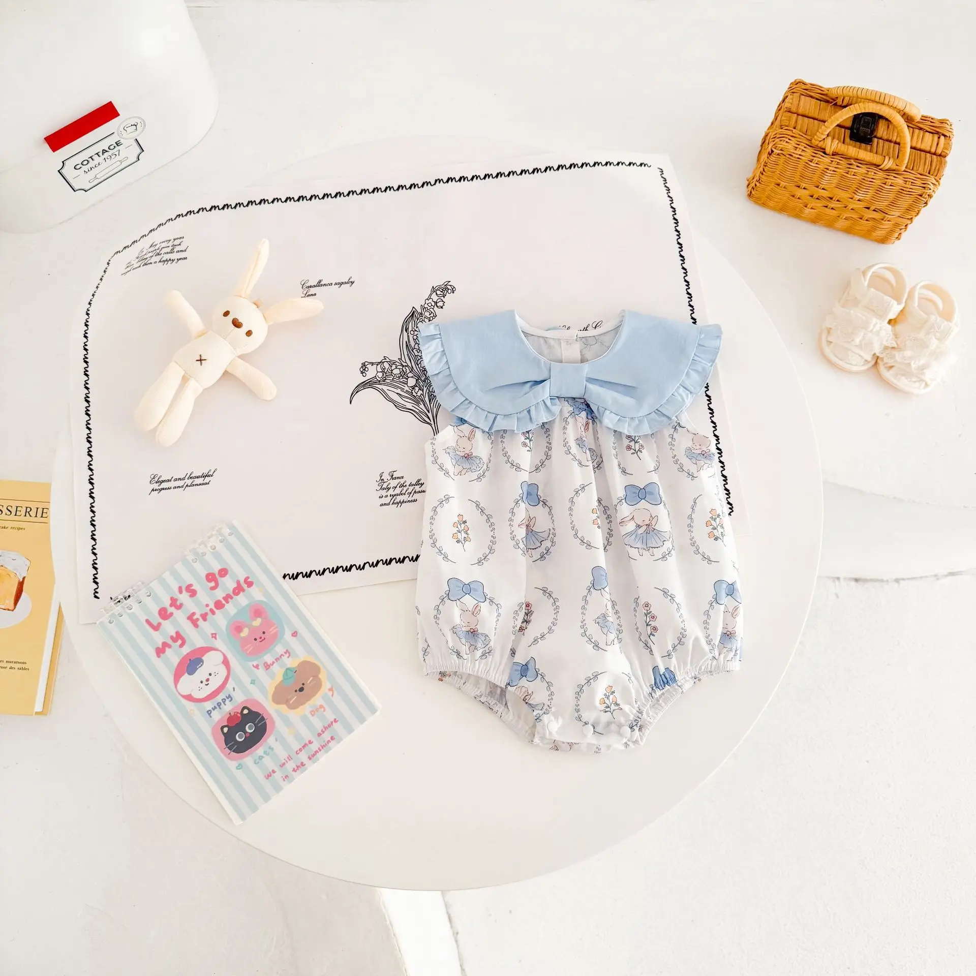 Cute Bunny Print Baby Girls One Piece Bodysuit