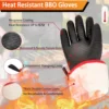 Heat Resistant Gloves for Grill BBQ, Waterproof Long Sleeve Pit Grill Gloves for Fryer, Baking, Oven,Smoker,Fireproof 3