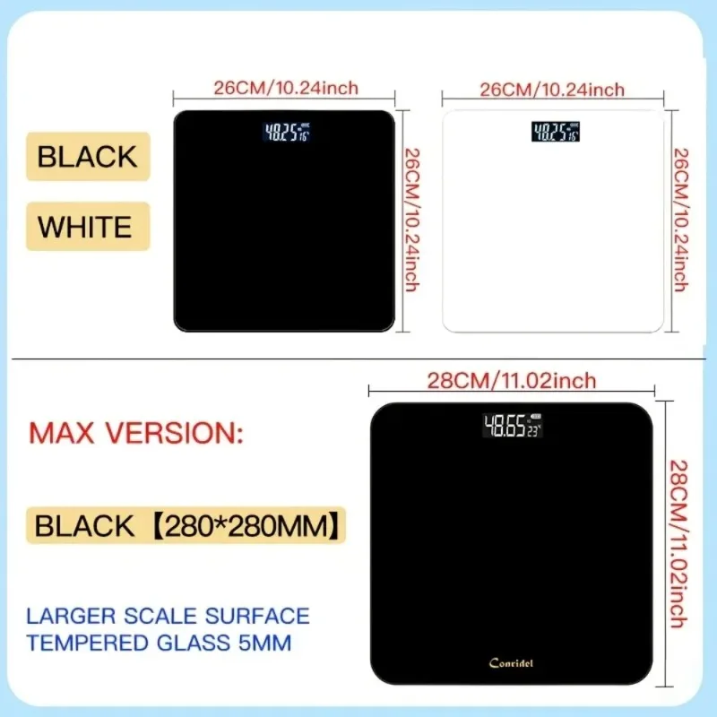 Bathroom Scale with LED Display Temperature Sensor kg Precision for Home Gym - 2