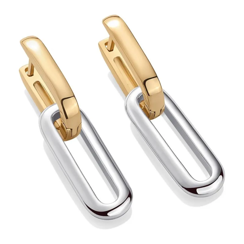 Two Tone U-Shaped Hoop Earrings for Women Exaggerated Hip hop Punk Earring Party Jewelry Wholesale