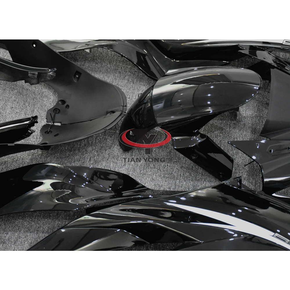 ZX6R 용 오토바이 풀 페어링 키트 2013 2014 2015 2016 2017 2018 ZX 6R 636 차체 카울링 브라이트 블랙 라떼 아트