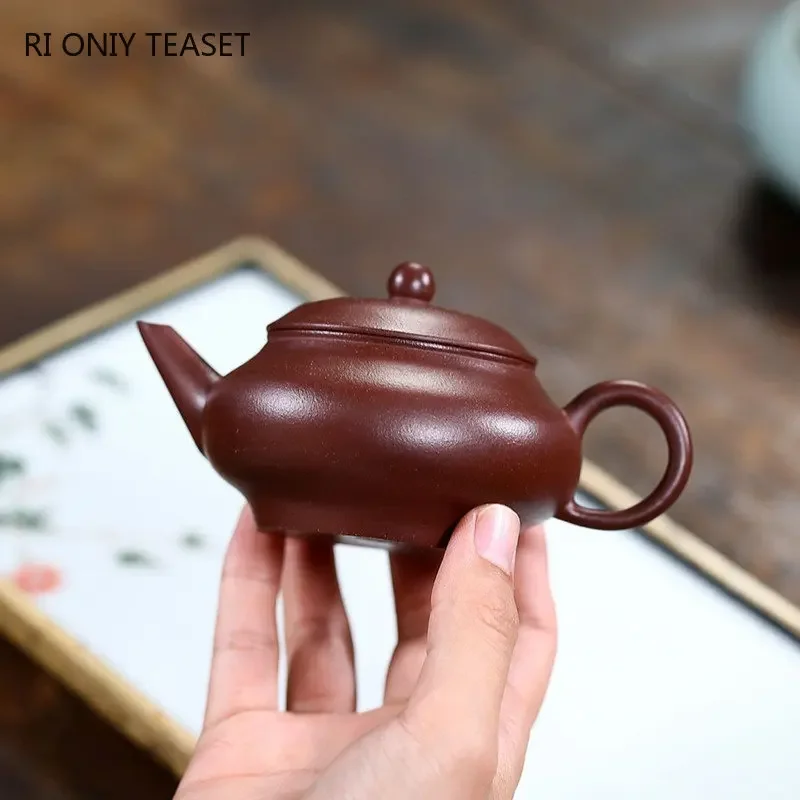 

140ml Chinese Yixing Purple Clay Teapot Famous Artists Handmade Tea Pot Raw Ore Purple Mud Beauty Kettle Authentic Zisha Tea Set