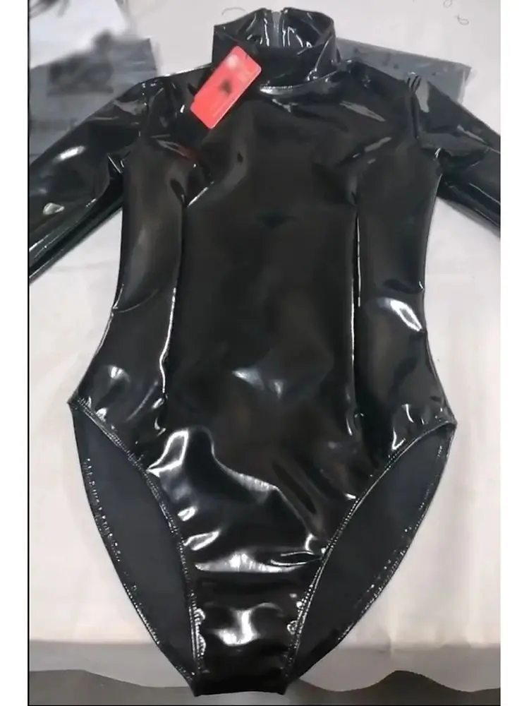 Femme Élasthanne Faux Latex Justaucorps Catsuit Éclair Mouillé Look Femme Élasthanne Faux Latex Justaucorps Catsuit Éclair Mouillé Look