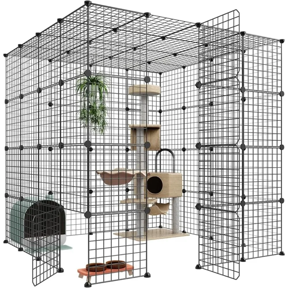 

Large Cat Cage Enclosures Indoor Detachable Metal Wire Kennels Playpen Kitten Crate Large Exercise Place Ideal for 1-4 Cat Cats