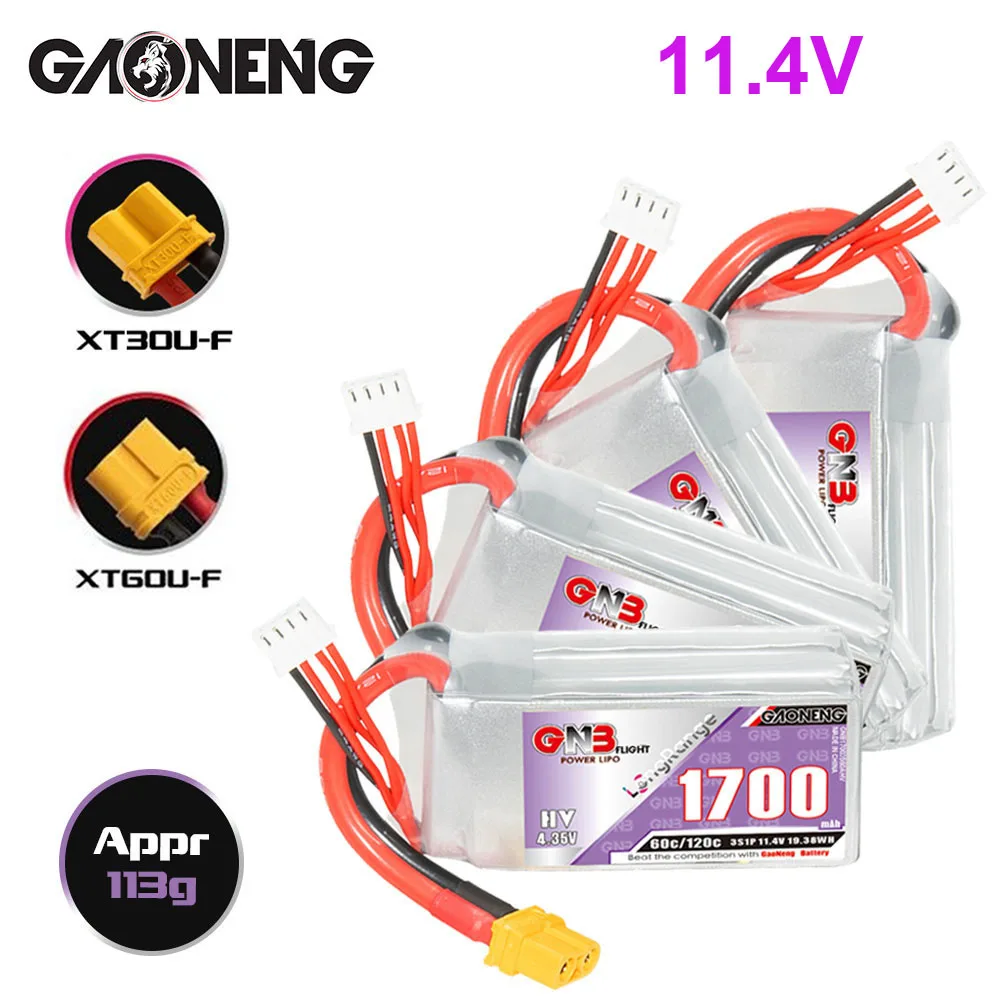 

GAONENG GNB 3S 11.4V 1700mAh 60C/120C LiPo Battery For RC Helicopter Quadcopter FPV Racing Drone Spare Parts