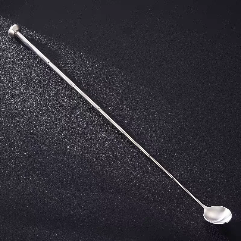 1pcs Stainless Steel Retractable Bar Spoon Bartender Cocktail Mixing Spoon Telescopic Extendable Long Pocket