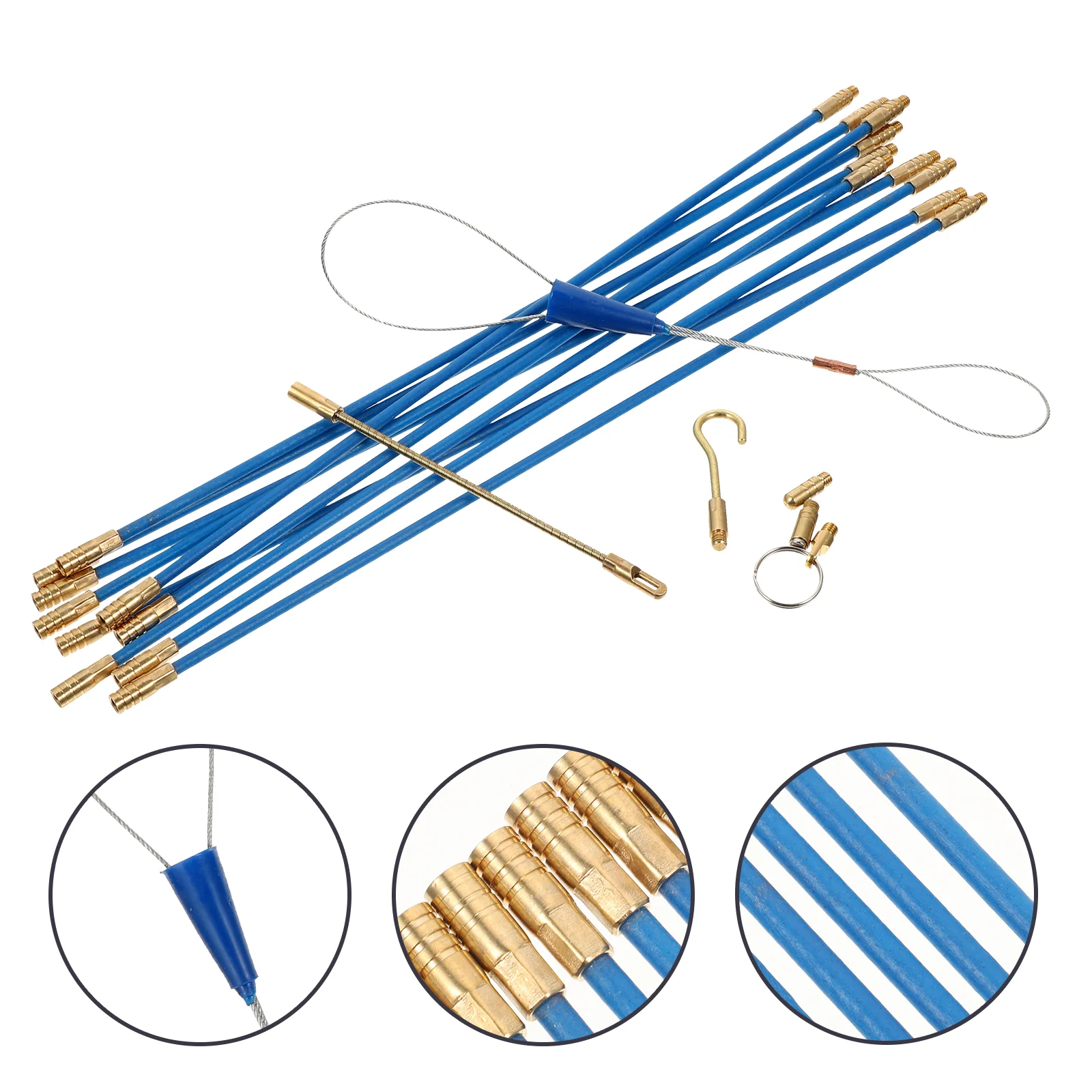 

Threader Electrical Wire Pull Kit Fish Tape Push Fishing Cable Coaxial Running Copper Rods Tools