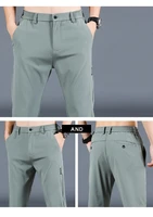 2024 Summer New Thin Ice Silk Stretch Men's Pants Casual Elastic Waist Smooth Trouser Pants Male Brand Clothing 5 Colour