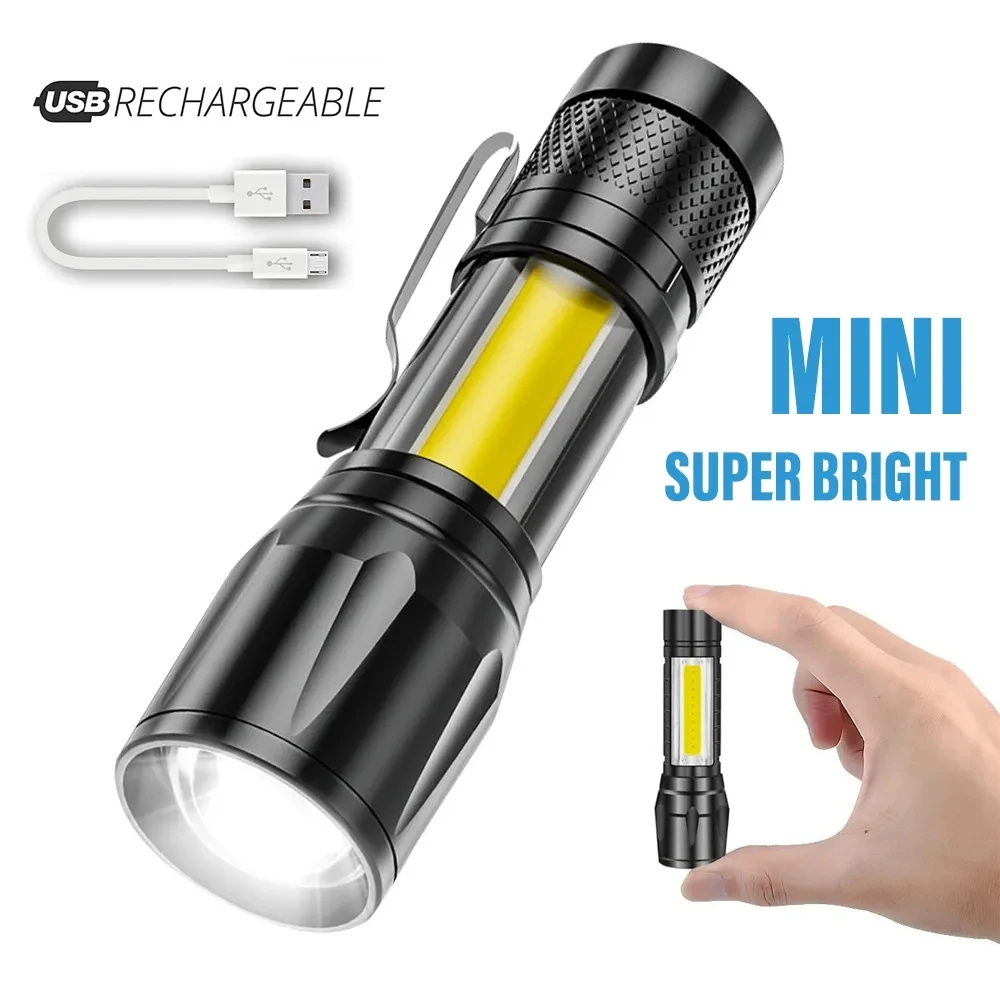 LED Flashlight Portable Zoomable Usb Rechargeable Mini Torch Lantern Emergency Outdoor Camping
