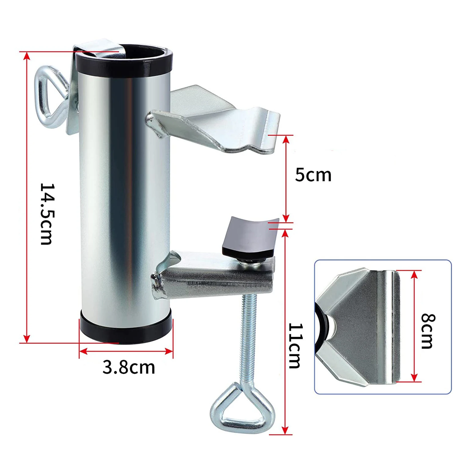 Adjustable Patio Umbrella Holder Sun Shade Support Balcony Umbrella Holder for Fixed Deck Railing Beach Balcony Bleachers Fences