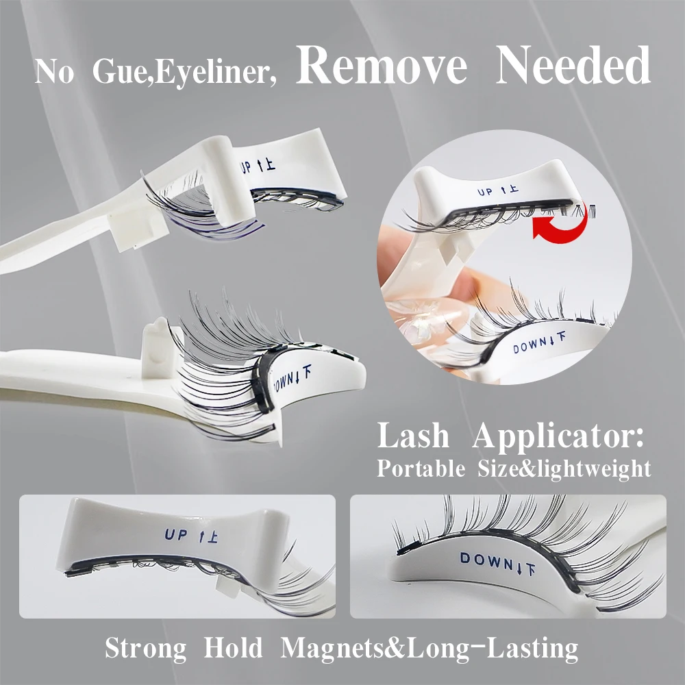 3 Magnets Magnetic Eyelashes Reusable Natural Wispy Magnetic False Eyelashes No Glue Needed Magnet Lashes with Applicator fake eyelashes