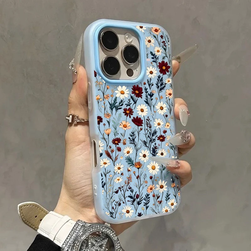 Candy Color Flower Matte Phone Case Cover