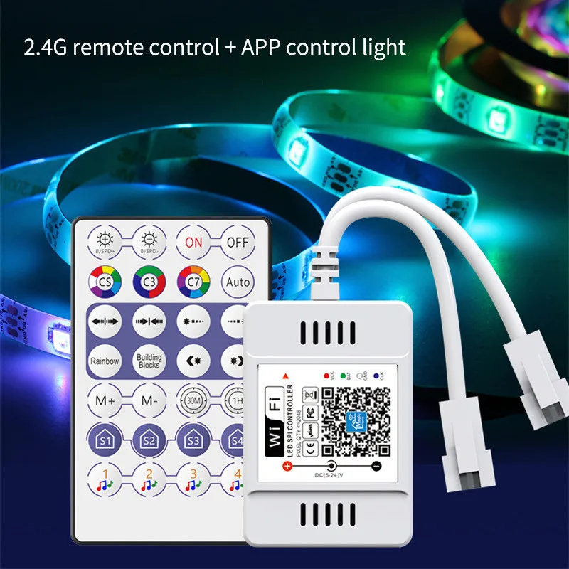 RGB WIFI LED Controller 28key Mini DC 5V 24V Music LED Strip Remote Dimmer Single/Double Output Light Strip Control Magic Home music digitizer music player record analog music in sd card usb drive mini usb port play back remote control