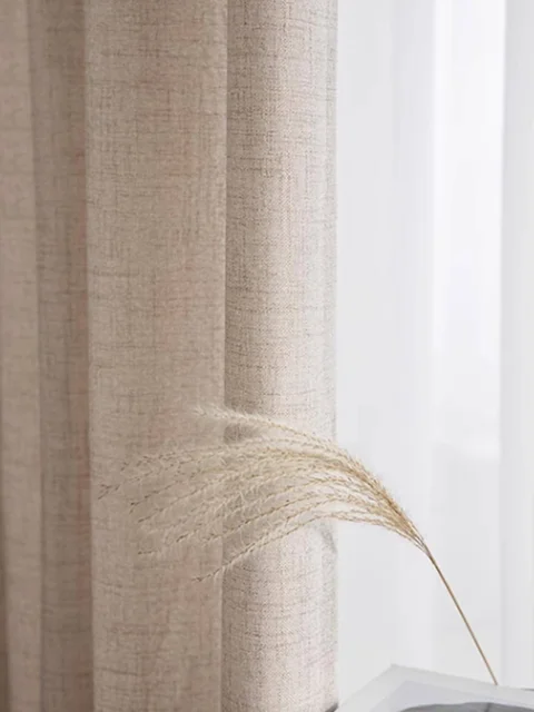 Cortinas semisombreadas de algodón y lino grueso de estilo japonés para dormitorios, salas de estar y cortinas