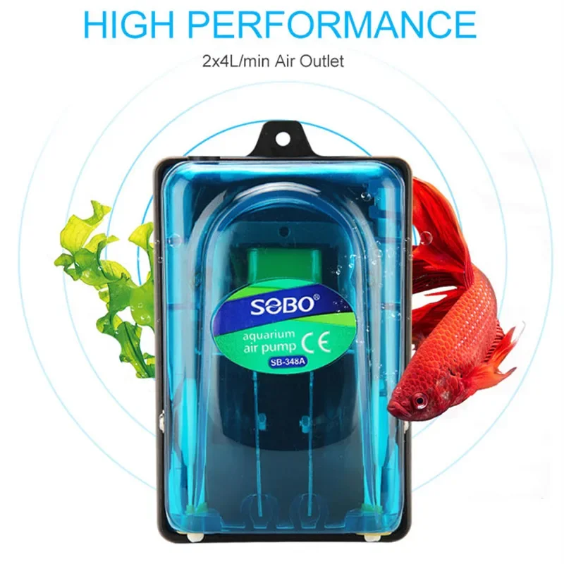 SOBO Aquarium Air Pump Compressor Oxygen 220-240V Transparent Body Single/Double Outlets High Quality Fish Tank Pump