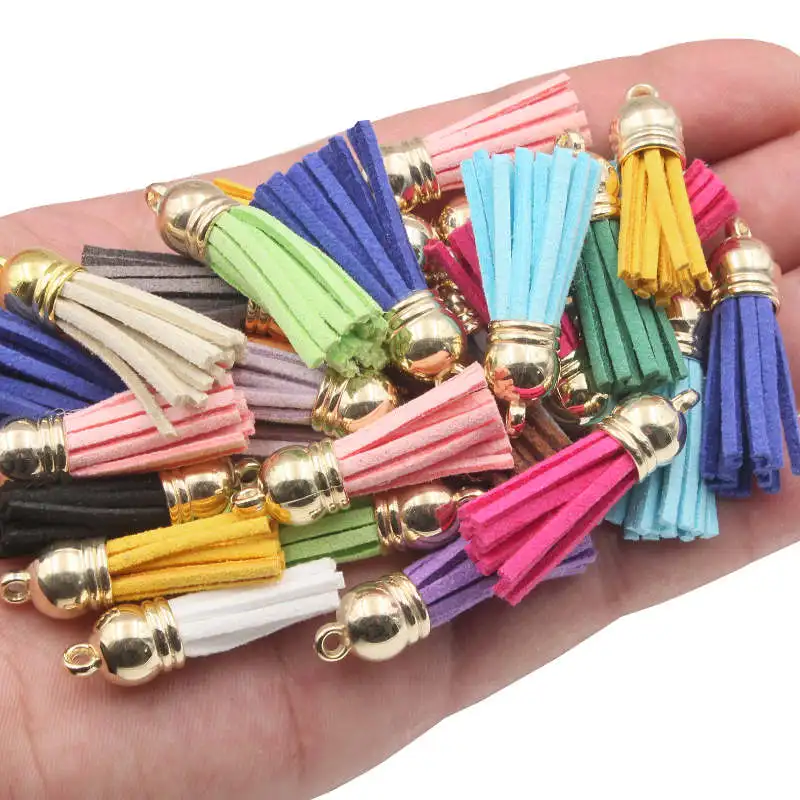 10Pieces/Pack 38mm Keychain Tassels Bulk Suede Leather Colored Tassel  Pendants with Gold Cap for Keychain Craft and DIY Project - AliExpress