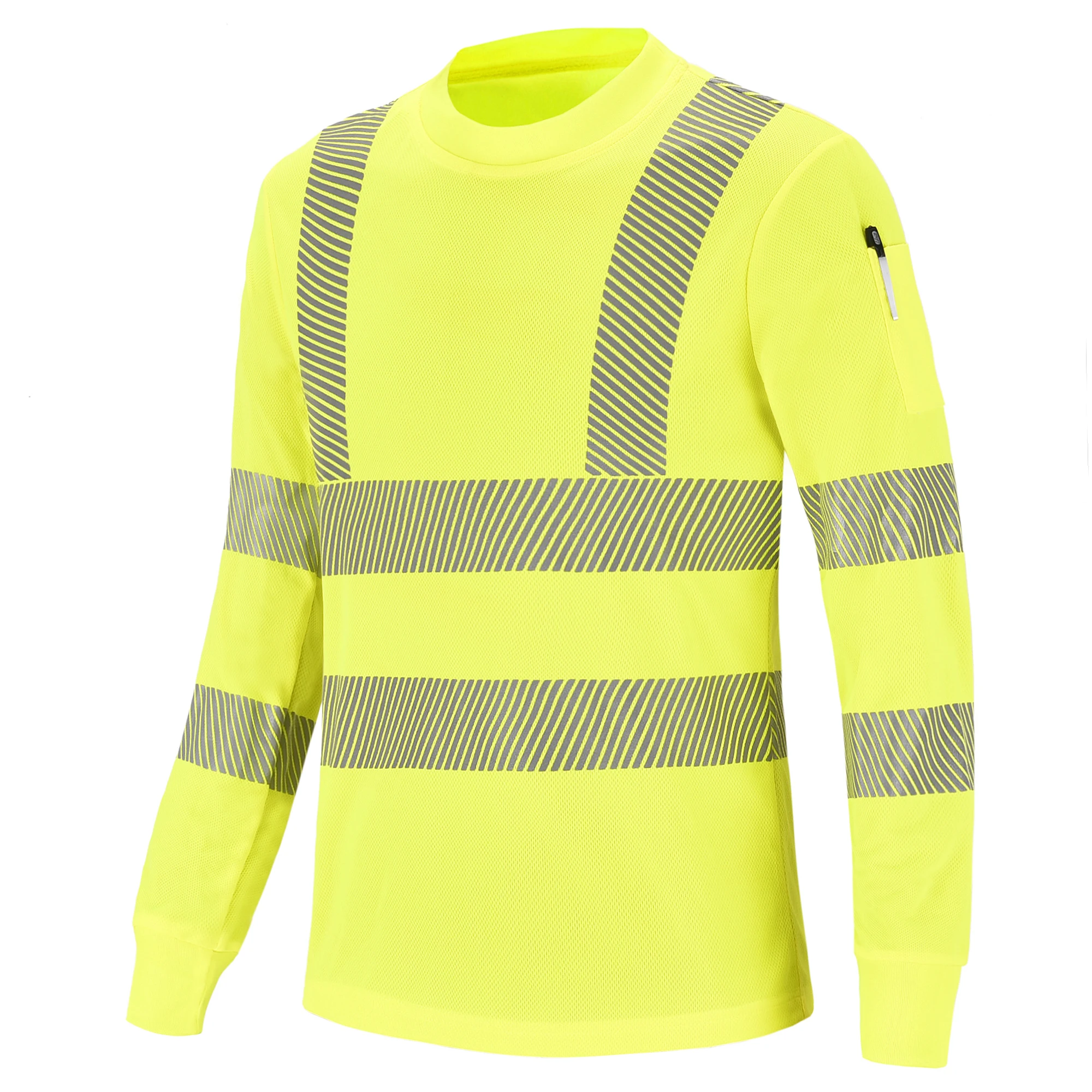 High Visibility Long Sleeve Safety Work T Shirt EN20471 Class 3 hi vis ...