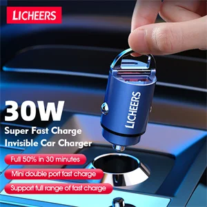 Licheers Car Charger USB 5A Phone Fast Charging 2 Port 12-24V Cigarette Socket Lighter for iPhone Xiaomi Huawei Power Adapter