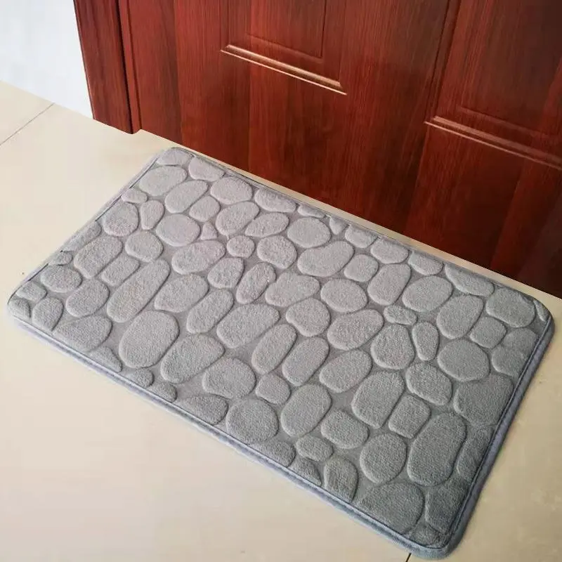 Bathroom Door Mats Coral Velvet Floor Mats Embossed Stone Memory Foam