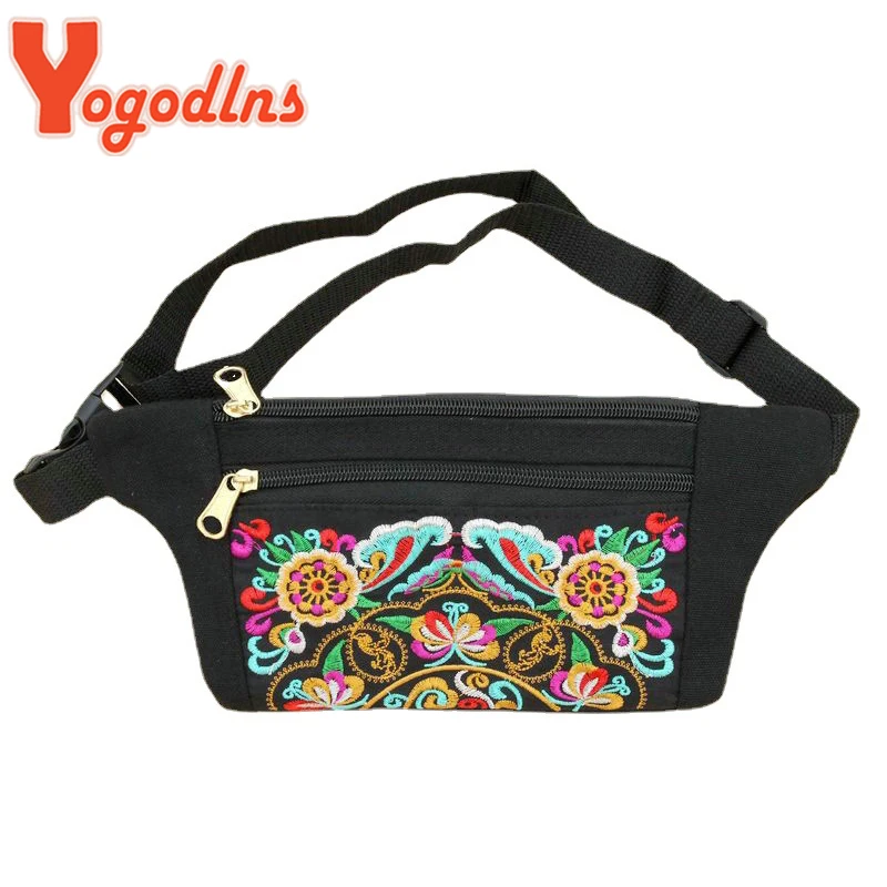 Yogodlns New Ethnic Embroidered Bag Women National Vintage Embroidery Ladies Waist Packs Women Shoulder Bag Hip Bum Belt Bag