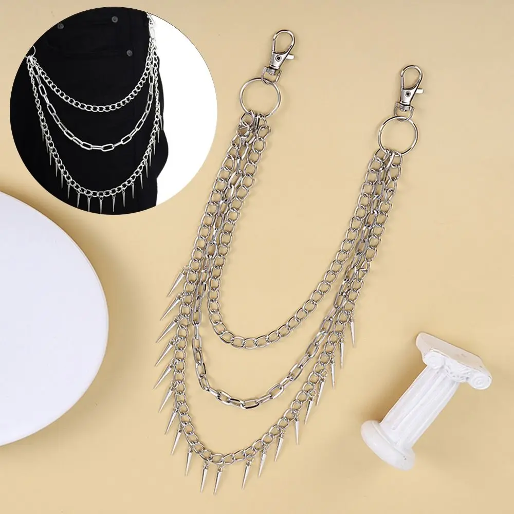 

Rock Emo Accessories Harajuku HipHop Heavy Duty Waist Hook Link Coil Gothic Keychains Spike Pendant Chain