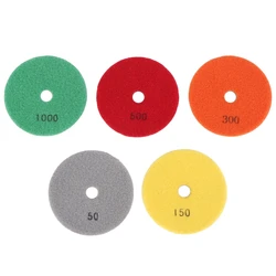 Almohadillas de pulido de diamante, 5 piezas, 4 pulgadas, 100Mm, almohadilla Flexible para suelo de hormigón húmedo, disco de pulido de mármol y granito