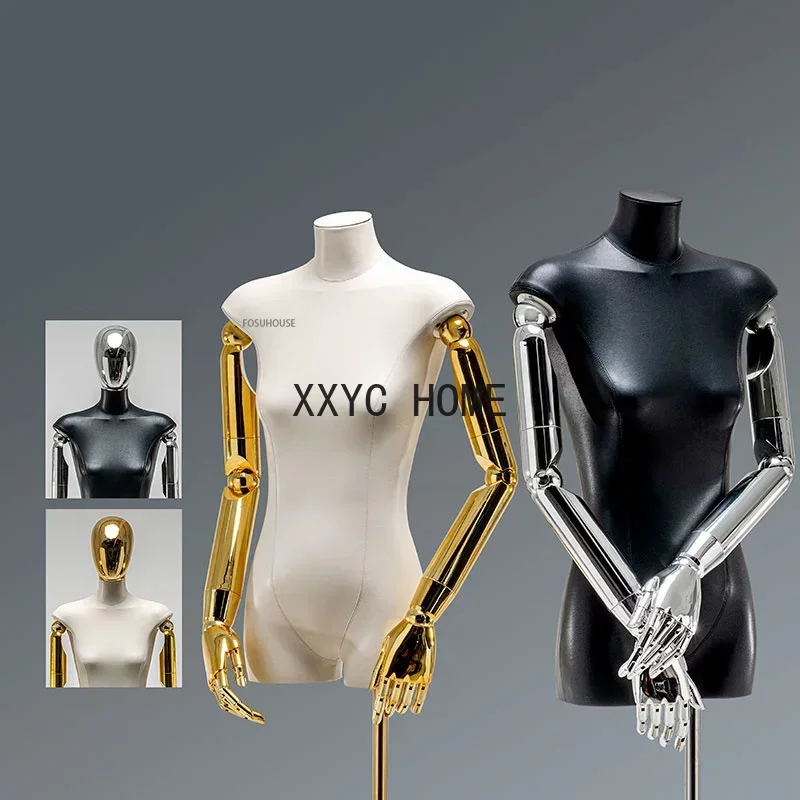 

Женский манекен с кожаным чехлом и металлической основой для свадебного платья, демонстрация одежды, регулируемая стойка для магазина женской одежды