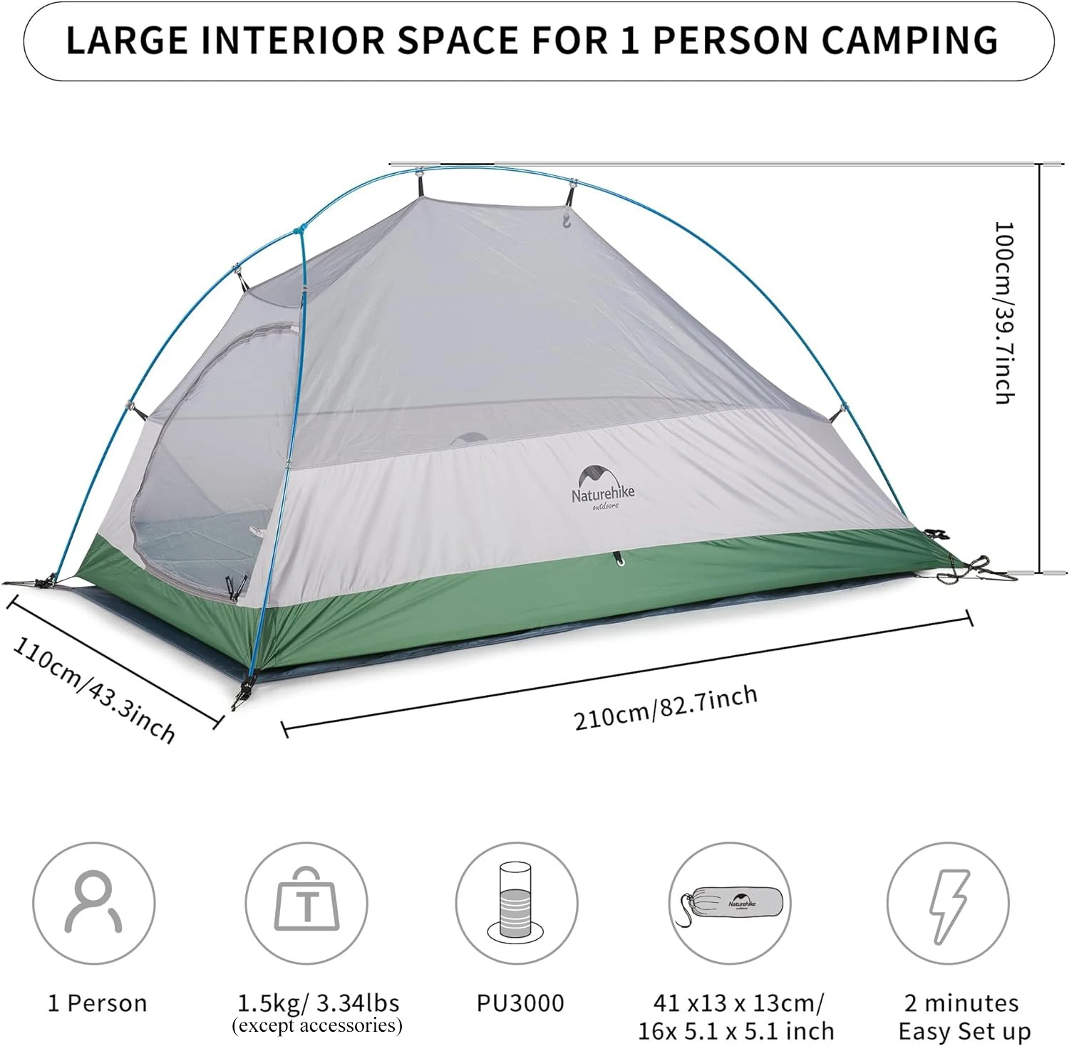 Camping Tent Portable Tent Survival Tent 1 Person Naturehike Cloud Up