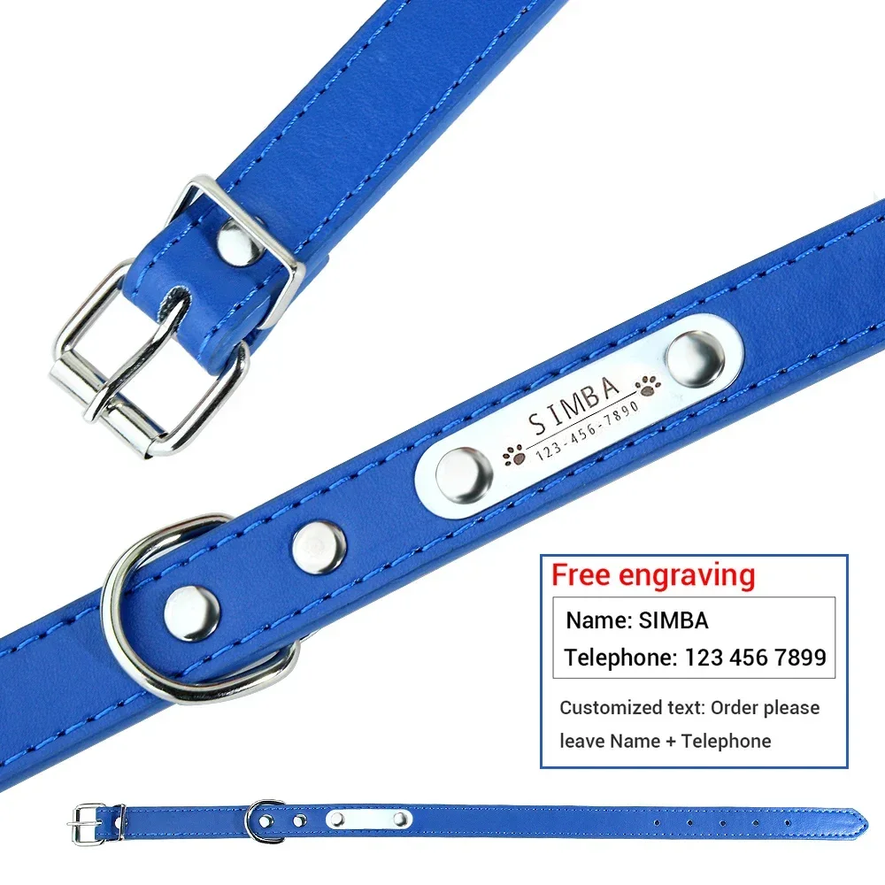 PU Leather Dog Collar Soft Padded Adjustable XS-XL for Small Medium Large Dogs Cat