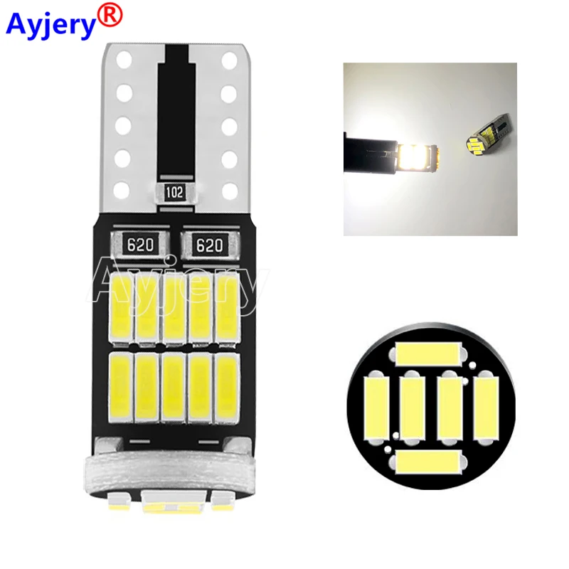 

AYJERY 100pcs Canbus W5W led T10 LED Bulbs 26SMD 4014 For Car Parking Position Lights Interior Map Dome Lights 12V White Amer