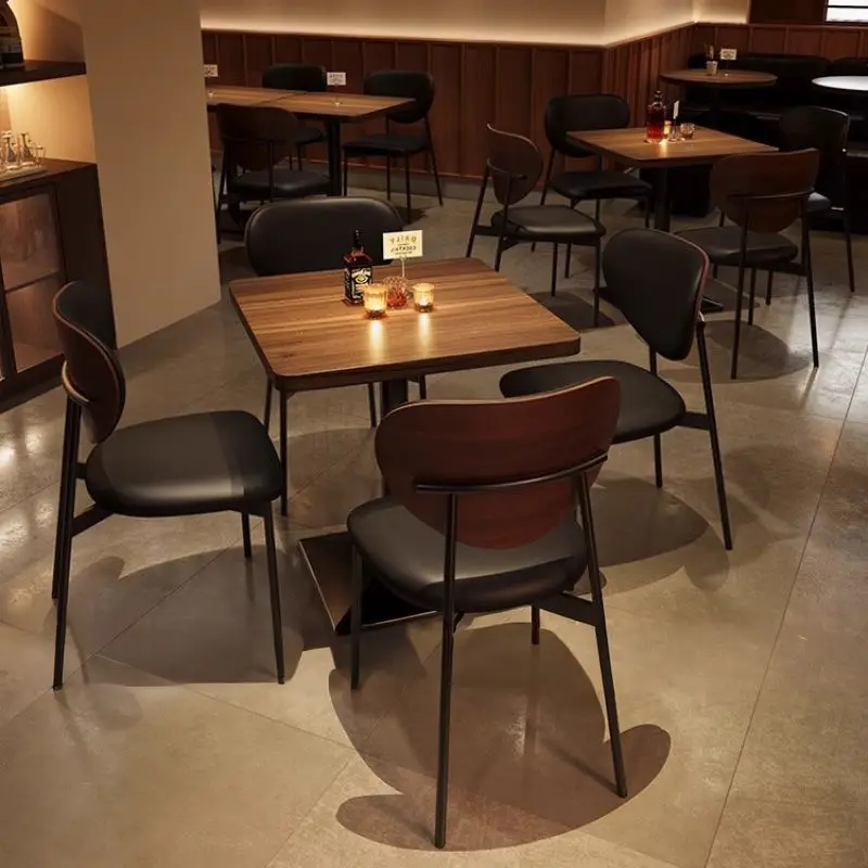 American Style Bar Table and Chair Set Solid Wood Dining Table Whiskey Bistro Furniture Retro Commercial Restaurant Furniture