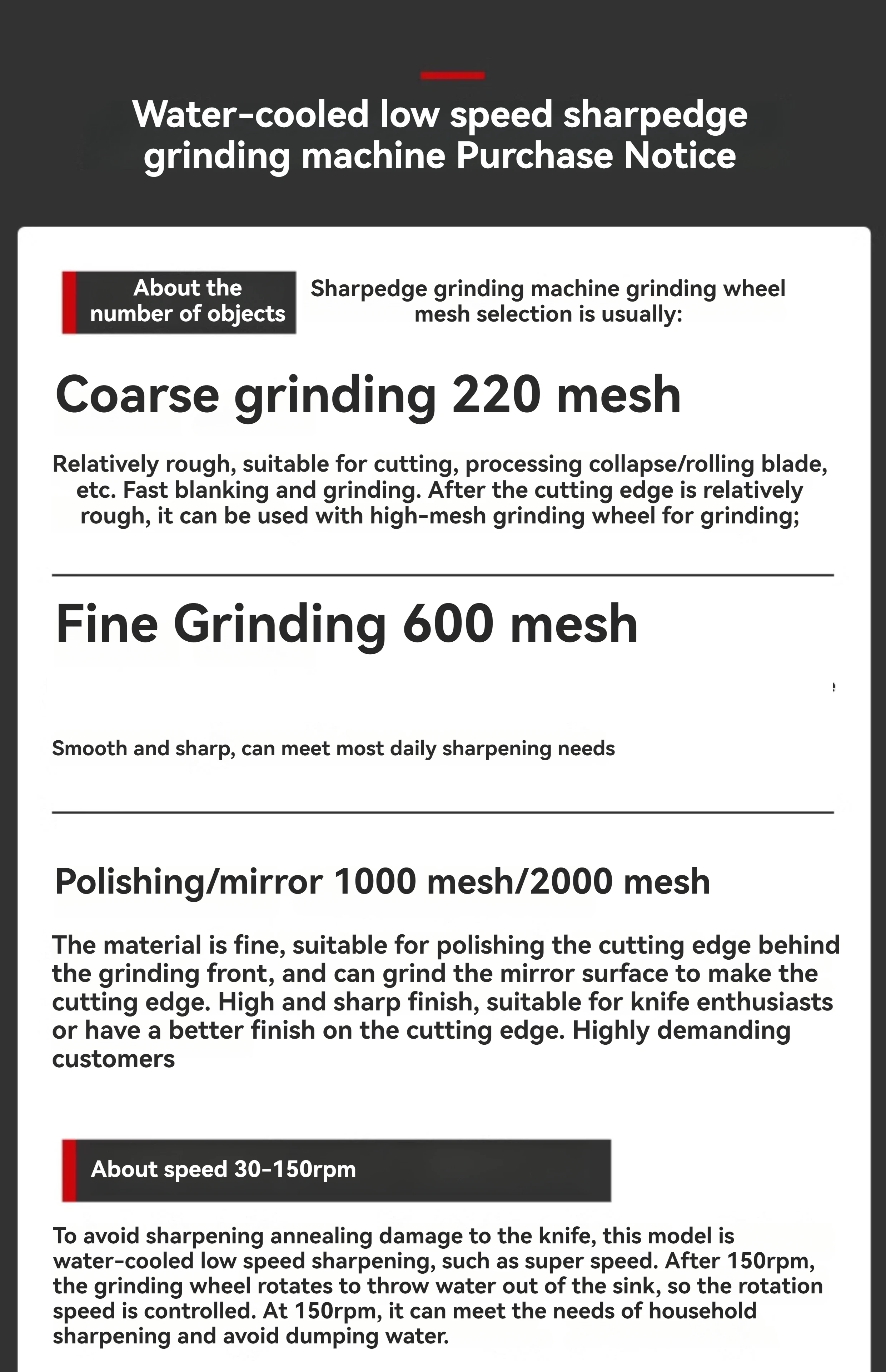 H10 10inch Low-speed Water-cooled Knife Sharpener 200W Electric Polisher Househo