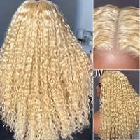 Perruque Lace Frontal Wig brésilienne naturelle, cheveux humains, Deep Wave, 613 Hd, 13x6, 40 pouces, bouclée, densité 250, pour femmes noires 2
