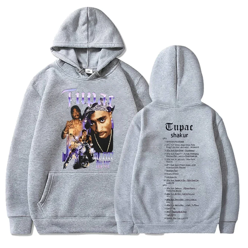 Tupac Hoodies 2pac Sweatshirts Rapper Printed Hoodie Streetwear Y2k Sweater Casual Loose Sweatshirt Autumn Fleece Pullover Hoody 4