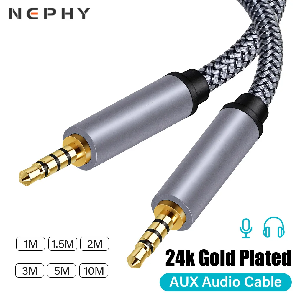 Cavo Audio AUX 3,5 Mm Maschio-maschio – Intrecciato In Nylon, 1,5m/3m, Placcato Oro – Per Cuffie, Auto, Smartphone