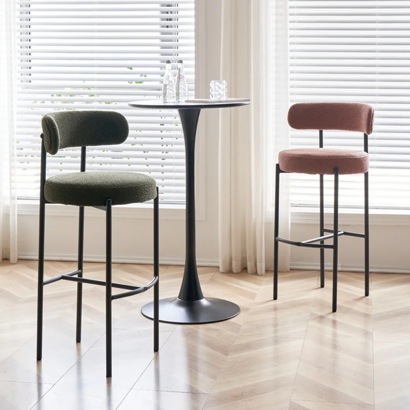 Nordic Luxury Dining  Upholstered Backrest Chair Designer Accent  Lambswool Vanity Chair Cozy Leisure Seat Sillas Nordicas