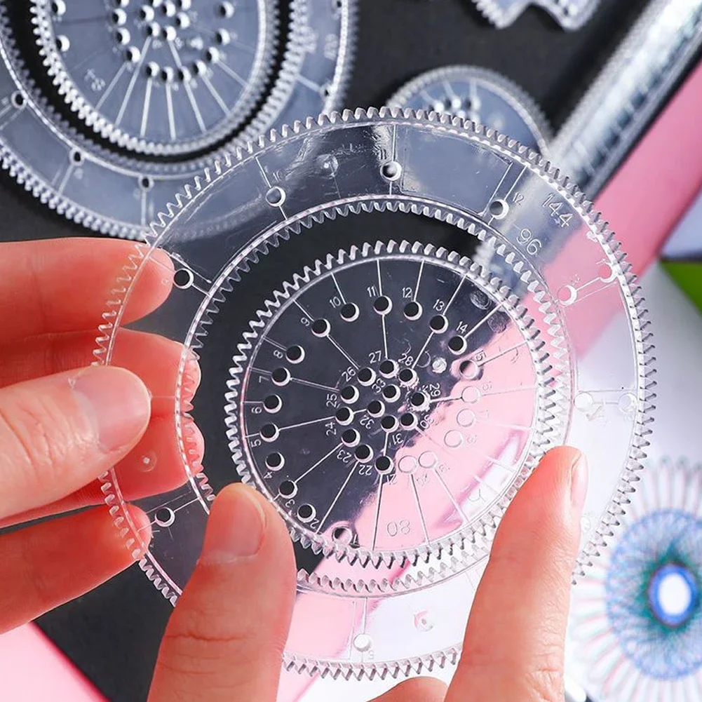 22pcs Spirograph 눈금자 세트 기하학적 눈금자 수학 룰렛 그리기 도구 학습 그림 크리 에이 티브 교육 미술 도구