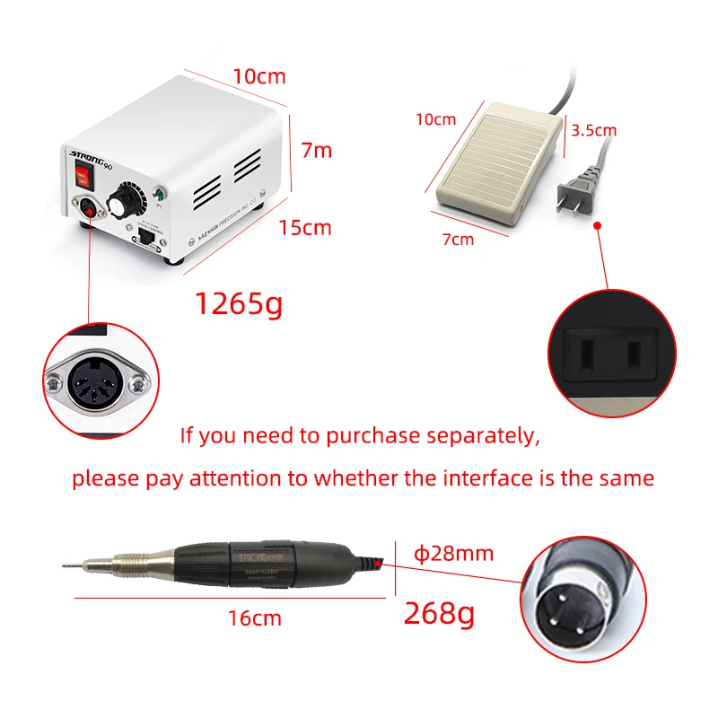 Strong 90+102 Jewelry Polishing Machine 35000 rpm Home Nail Micromotor Set Foot Care Tool 2