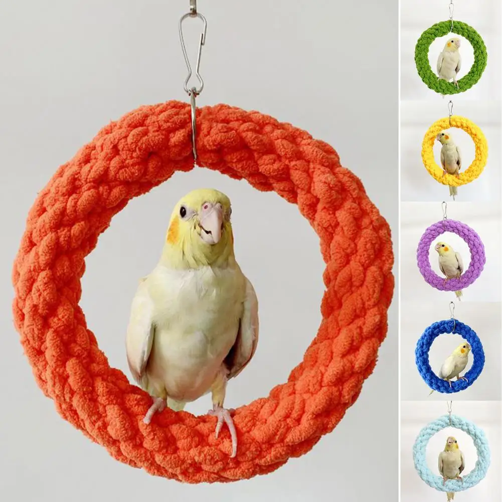 

Parrot Swing Ring Durable Cotton Rope Bird Swing Toy for Parrots Cockatiels Cage Hanging Chewing Toy to Relieve Boredom Train